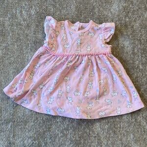 Spring Easter Bunny Dress 12 Months Pom Pom Trim 100% Cotton